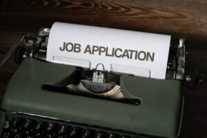 Career Resume. Photo by Markus Winkler: https://www.pexels.com/photo/job-application-form-on-a-vintage-typewriter-12199407/